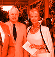 John and Cindy McCain at a Naval Sea Cadet Corps graduation, Fort Dix, New Jersey, July 2001.